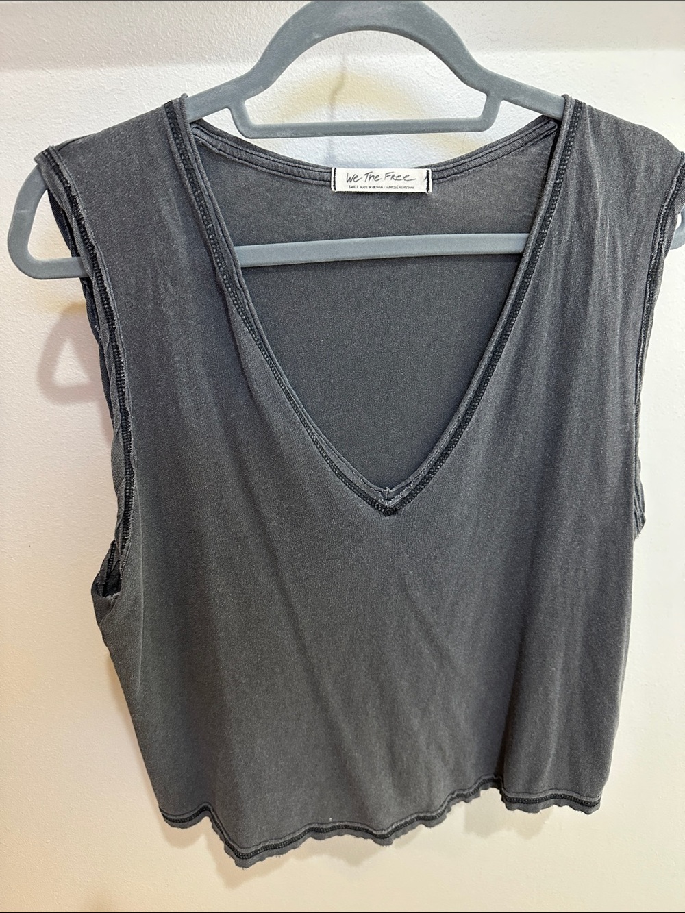 We The Free Charcoal V-Neck Sleeveless Tank